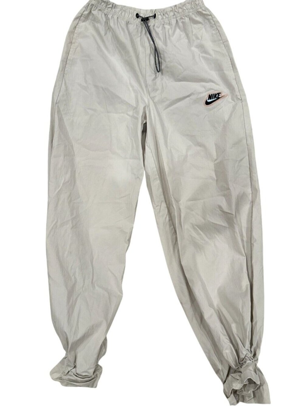 Nike Womens XS Beige Windbreaker Pants Elastic Waist & Cuffs